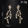 Lange hängende Kristall Blumen Ohrringe Luxus Gold Strass Hochzeit Party Ohrschmuck - Reben-Hängestil 7