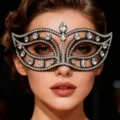 Elegante máscara de mascarada de media cara con pedrería, brillante decoración de fiesta. - Estilo 1 (XX202510291)