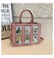Bolso tote rosa con cartas de tarot de gatos y tachuelas, bolso bandolera vintage. - Rosa