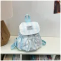Zaino in tela con fiocco grande capacità stile ins giapponese, zainetto casual scuola viaggio per donne - senza ciondolo / Blu