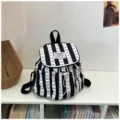 Stile giapponese casual nero bianco pois fiocco zaino borsa scolastica per le donne - senza ciondolo / Nero