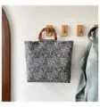 Bolso tote con estampado paisley estilo chino, asas de bambú vintage, bolso de hombro casual y elegante. - Gris