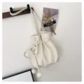 Sac seau cordon cuir blanc, élégant sac bandoulière unicolore pour femme quotidien. - Blanc