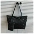 Schwarze Sterndruck Shopper Tasche große Kapazität Schultertasche mit kleiner Tasche Damen - Ohne Anhänger / Schwarz