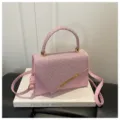 Pink sequin top handle crossbody bag fashionable stylish women evening shoulder handbag - Pink