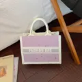 Purple star print canvas tote bag, trendy contrast color handbag, chic fashion daily shoulder bag. - No Pendant / Purple