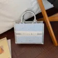 Silver and blue tote handbag with star pattern, stylish top handle bag for women daily use. - No Pendant / Blue