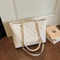 Femme sac cabas matelasse elegante chaine sac a epaule printanier minimaliste blanc - Blanc Cassé
