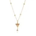 Collana con ciondolo a forma di bicchiere di cocktail placcato in oro con zirconi. - Oro