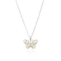 Collier tendance argenté avec pendentif papillon ajouré et zircons jaunes et blancs. - Argent Pierre Jaune