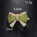 Modischer gruener Strass Schleife Haarnadel Fuer Elegante Party Haarklammer Zubehoer - Schleife / Gold