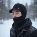 Hombre invierno cálido gorro de punto máscara facial a prueba de viento protección negro - Negro