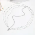 Detail view of multi-layer silver forehead chain, bohemian rhinestone bridal headpiece. - Waterdrop Style / Silver