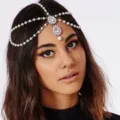 Bohemian multi-layer rhinestone forehead chain pearl headpiece bridal wedding hair jewelry - Artificial Pearl Style / Gold