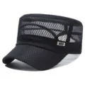 Berretto piatto estivo in rete da uomo traspirante protezione solare casual visiera nero - Regolabile / Blu navy