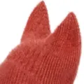 Rote flauschige Strickmütze mit Katzenohren Winter warme Pullover Mütze süße Kopfbedeckung - Ziegelrot