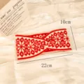 Fascia invernale in maglia rossa e bianca con classico motivo geometrico a fiocco di neve. - Fascia per capelli con fiocco di neve grande - Rosso