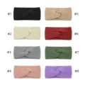 Bandeau croisé en tricot double couche couleur unie hiver chaud accessoires pour cheveux bandeau - Multicolore