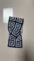 Vintage black and white knitted twisted hair headband featuring classic geometric pattern. - Navy Blue
