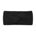 Black knitted twist headband, warm winter ear warmer, wide hair accessory for yoga and face washing. - Black