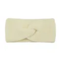 White knitted twist headband for women, winter warm ear warmer and cozy yoga hair band. - Creamy White