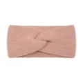 Pink knitted twisted headband, warm winter ear protection, cozy yoga hair accessory for women. - Pink