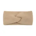 Bandeau croisé en tricot hiver chaud cache-oreilles unicolore cheveux femme yoga spa - Beige