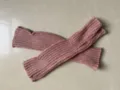 Pink knitted arm sleeves for outdoor sun protection, solid color soft arm warmers. - One Size / Lotus root pink
