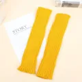 Yellow knitted arm warmers for women and men solid color soft winter warm sleeves - One Size / Turmeric