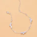 Stunning silver-tone anklet featuring sparkling waterdrop cubic zirconia stones and extension chain. - Silver