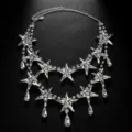 Superbe collier ras de cou double couche en strass et etoiles bijou elegant pour femme - Collier / Dorure