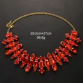 Magnifique collier statement en cristal rouge avec chaîne dorée choker multicouche bijou - Strass Rouge Plaqué Or