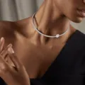 Elegant full pavé diamond open choker necklace with pear-shaped stone for women fashion. - Water Drop / Gold