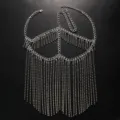 Silver rhinestone tassel face chain mask for party night club stage performance accessory - Chain Tassel Style (FJ1421) / Silver