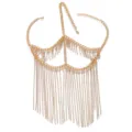 Gold rhinestone fringe face chain mask festival party body jewelry sparkling tassel accessory - Chain Tassel Style (FJ1421) / Gold