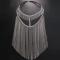 Sparkling rhinestone fringe mask crystal face chain festival party nightclub headpiece accessories - Rhinestone Tassel Style (FJ1421) / Silver