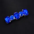 Blaues Strass Haarnadel Silber Metall Seitenklammer Elegantes Vintage Haaraccessoire SKU - Vergoldung / Blauer Strass