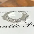 Elegant silver bow zircon open ring, dainty stacked finger jewelry for women daily fashion style. - Sweet Micro-Inlaid Bowknot Style (JZ0709A) / Adjustable Open