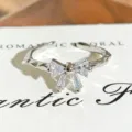 Exquisite bow zirconia open ring, elegant silver fashion jewelry for women daily wear. - 3D Zirconia Bowknot Style (JZ1573) / Adjustable Open