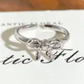 Silver bow open ring for women, stylish minimalist metal jewelry for daily wear and stacking. - Simple 3D Bowknot Style (JZ4489) / Adjustable Open