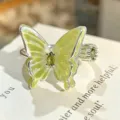 Anillo abierto de mariposa de esmalte verde dulce fresco circonita diseño de nicho mujer - Abierto Ajustable / Estilo De Mariposa De Esmalte Verde (JZ6210)