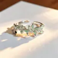 Exquisiter mintgrüner Emaillierter Ranken Blumen Zirkon Ring, zarter Nischenschmuck. - Einstellbar Offen / Minzgrün Blumenranke Stil (JZ2072A)