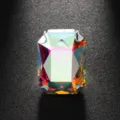 Elegante minimalistische quadratische schimmernde Strass verstellbare Ring Mode Schmuck. - Großer Quadratischer Strass (Vergoldet) / AB-Farbe
