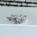 Detail shot of a stunning silver bow ring adorned with sparkling zirconia and blue enamel. - Adjustable Open / Light Blue Zirconia Bow Style (JZ1406A)