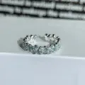 Silver open ring with blue enamel flowers, niche sweet style jewelry for daily wear. - Adjustable Open / Blue Enamel Flower Style (JZ2107A)