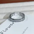 Zilveren vierkante zirkoon open ring detailweergave, minimalistische trendy modesieraden. - Verstelbaar Open / Zilver Gladde Zirconia Rij Stijl (JZ0468B)