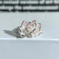 Detailed macro shot of the pink white enamel flower open ring, showing delicate floral craftsmanship. - Adjustable Open / Pink-White Enamel Lotus Style (JZ2630A)