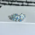 Enamel blue flower zirconia open ring, cute dopamine stackable jewelry for women. - Adjustable Open / Light Blue Enamel Blue Zirconia Flower Style (JZ3242B)