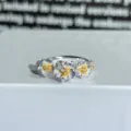 Detailed close-up of the colorful enamel flower open ring, showcasing exquisite ring craftsmanship. - Adjustable Open / Multicolor Enamel Zirconia Small Flower Style (JZ3774A)