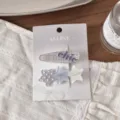 Alline blue plaid BB clip and cute star hair clip set, sweet style hair accessories for women. - Chic 3-Star Duckbill Clip
